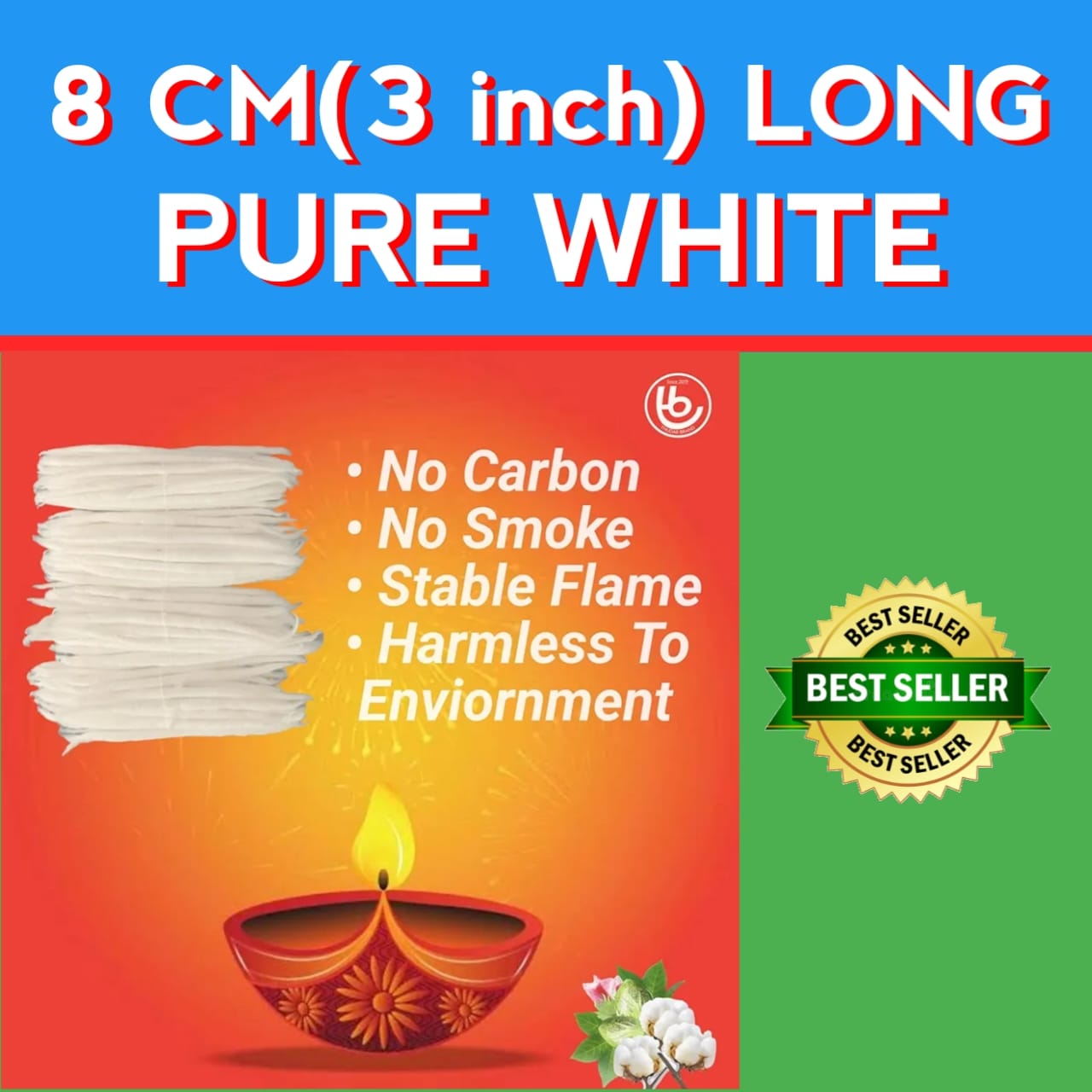 PREMIUM WHITE POOJA WICKS | 1000 PACKS OF COTTON WICKS | KRISHNA POOJA SALE